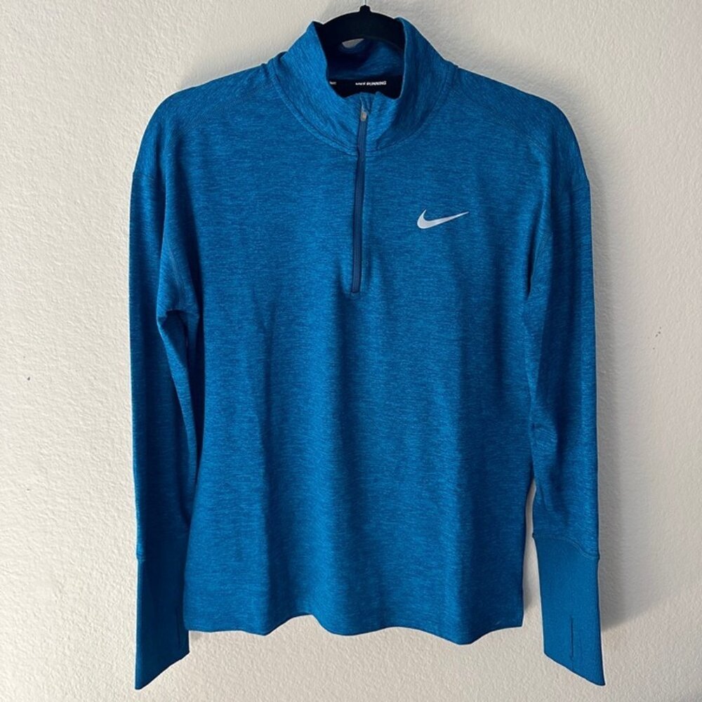 Nike Dri-Fit Long Sleeves Collared Workout Clothes Blue Running Gym Small